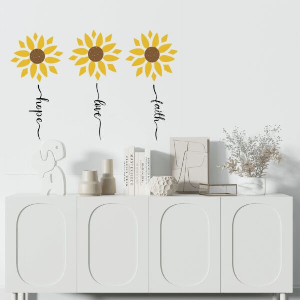 Autocolant perete "Faith, hope, love" (sunflower)